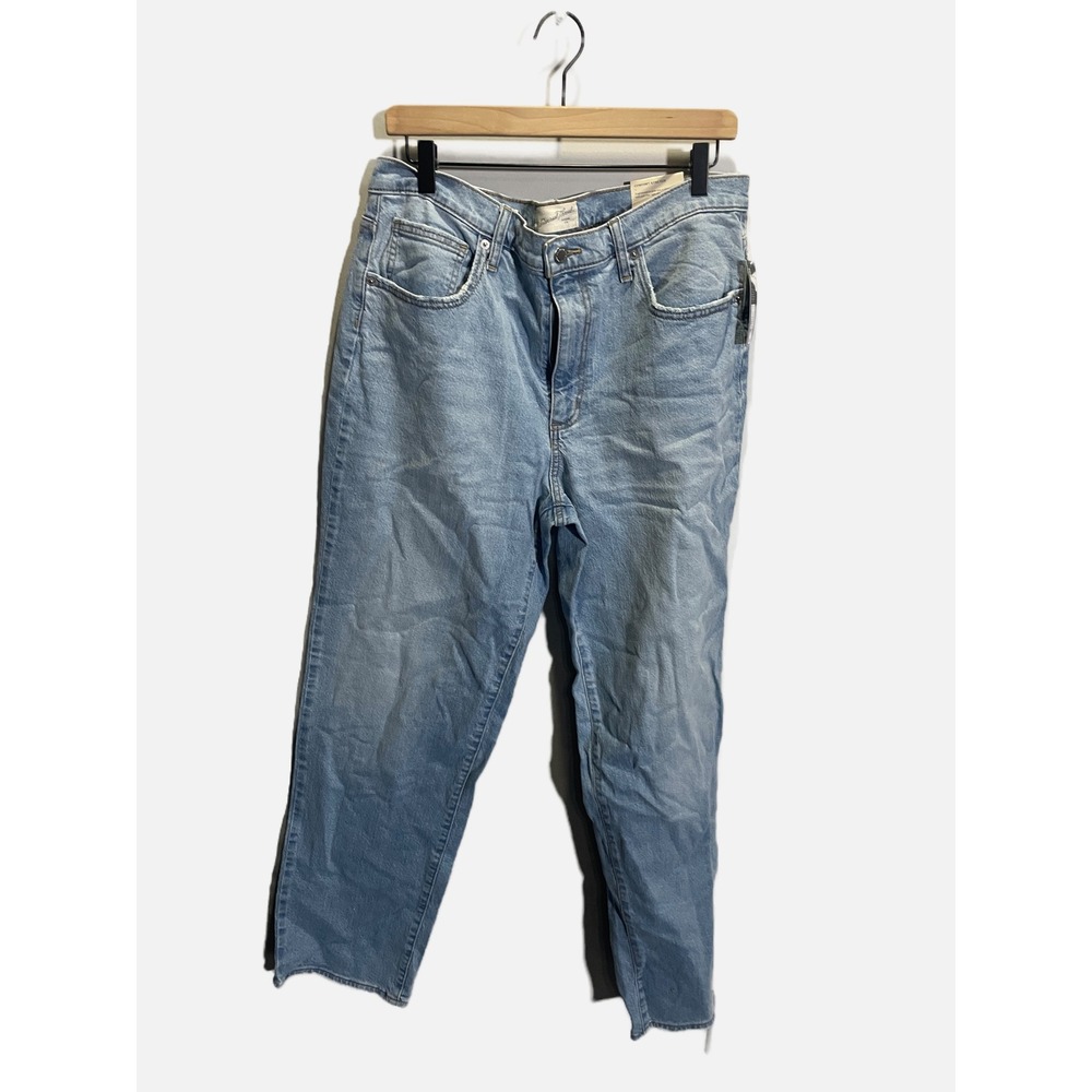 Universal Thread Jeans Women 14 Light Blue High Rise 90s Straight Raw Hem Denim